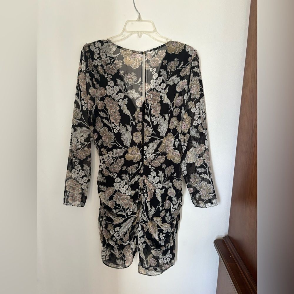 River Island Floral Long Sleeve Deep V Dress Size 10 Black NWT - Picture 13 of 14
